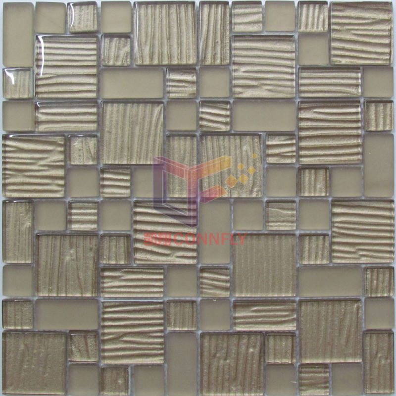 Silver Color Wave Pattern Glass Mosaic (CFC632)