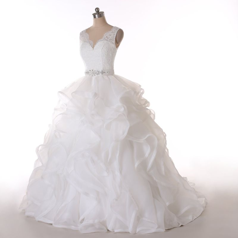 Aoliweiya Design V Neck Princess Real Picture Wedding Dress