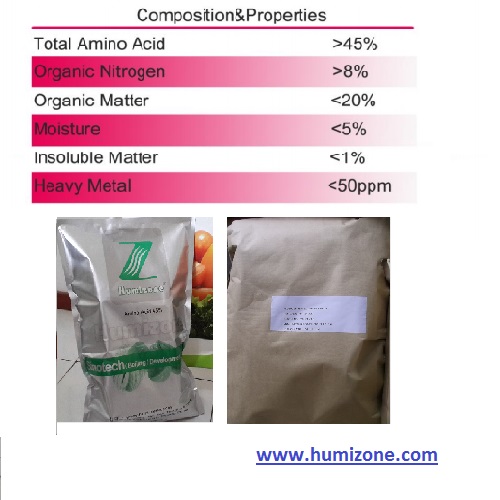 Amino Acid Organic Fertilizer: Humizone Vegetal 45% Powder Amino Acid (VAA45-P)