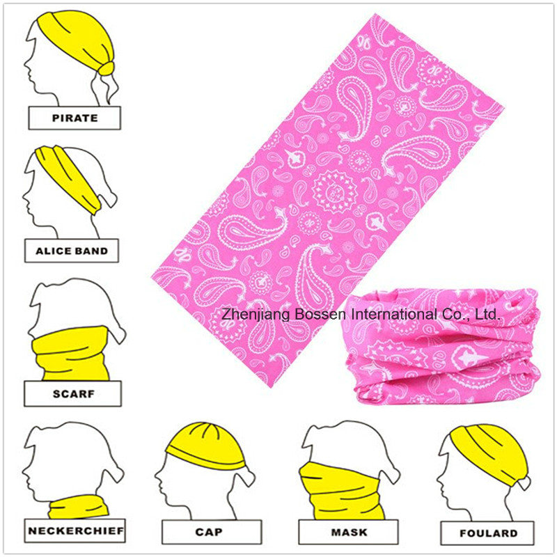 OEM Produce Customized Paisley Printed Microfiber Polyester Magic Tube Multifunctional Headwear