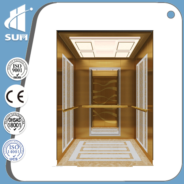 Mirror Stainless Steel Marble Floor Villa Elevator