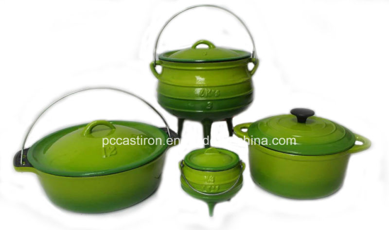 4PCS Cast Iron Cookware Set in Green Color