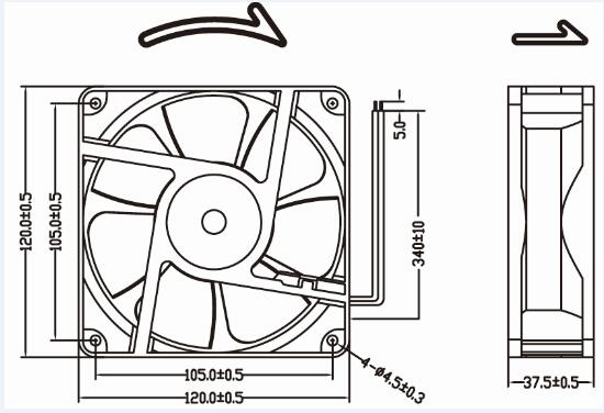 12V 24V 48V 4wires PWM DC Axial Fan 120mm 12038 120X120X38mm