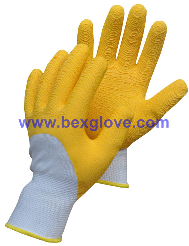 Wrinkle Latex Glove, Half Coated