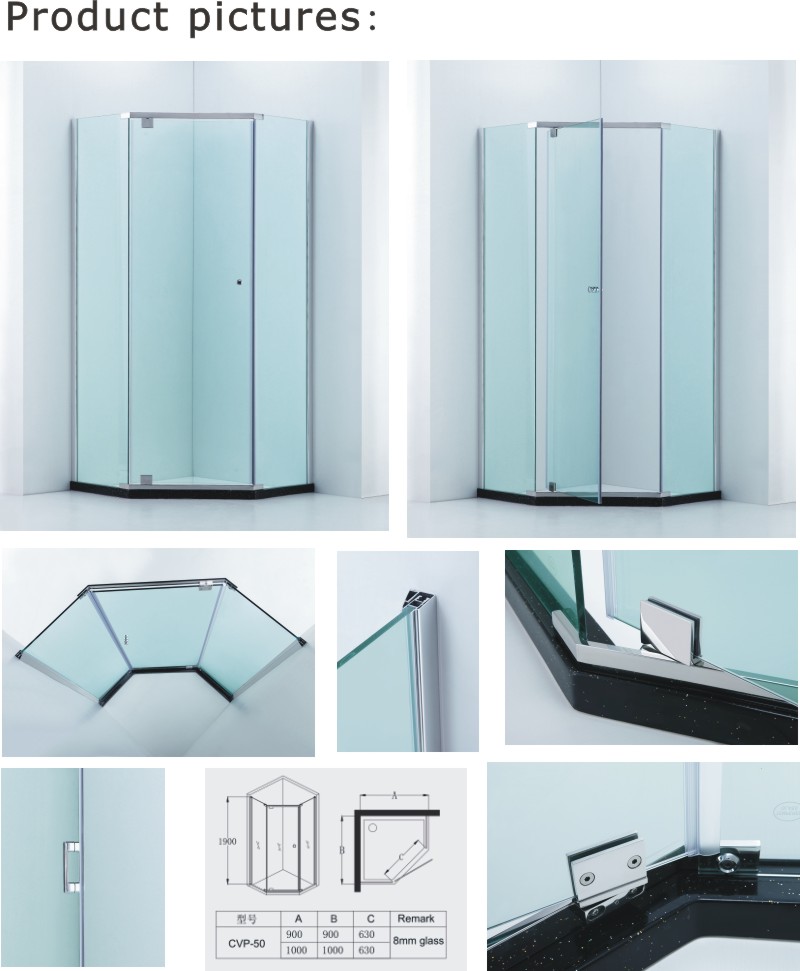 Diamond Shape Semi-Frame Shower Enclosure/Shower Cubicle (CVP050)