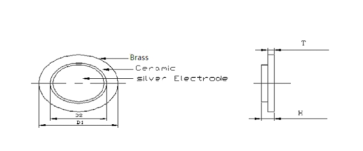 6000Hz Piezo 20mm Brass Disk Element Buzzer