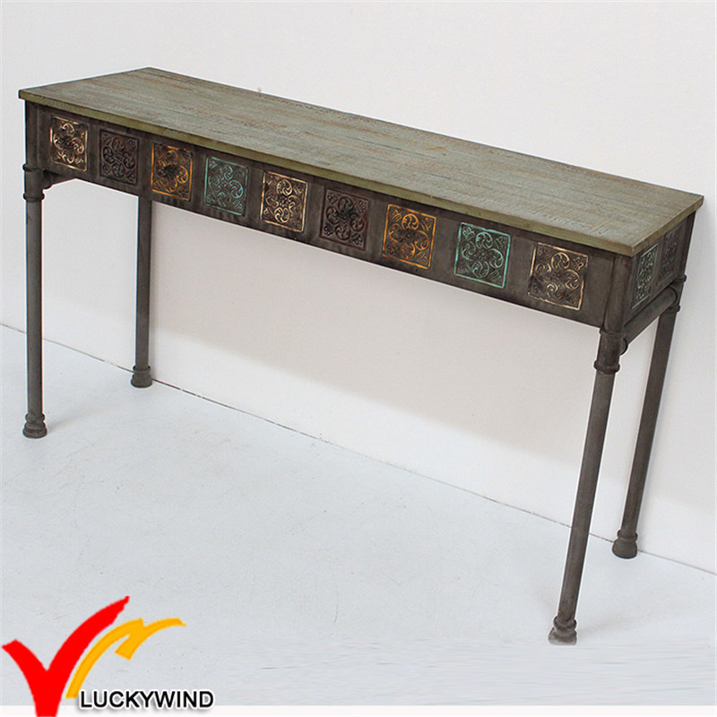 Luckywind Shabby Chic Vintage industrial Metal Console Table