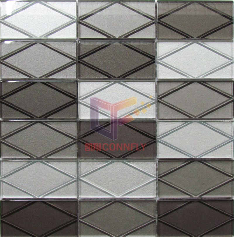 Grey and Silver Color 3D Crystal Glass Mosaic Tile (CFC684)