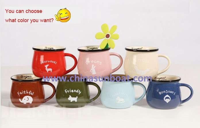 Sunboat Ceramic Mug Retro Imitation Enamel Cup Coffee Cup Tableware