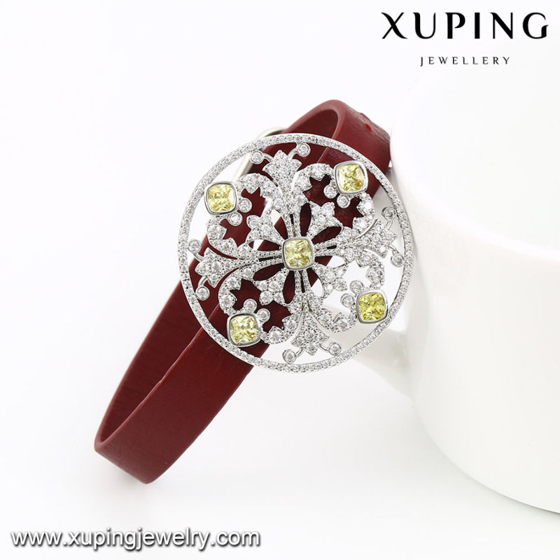 74629 Fashion New Arrival Crystal Jewelry Bracelet in Red Leather