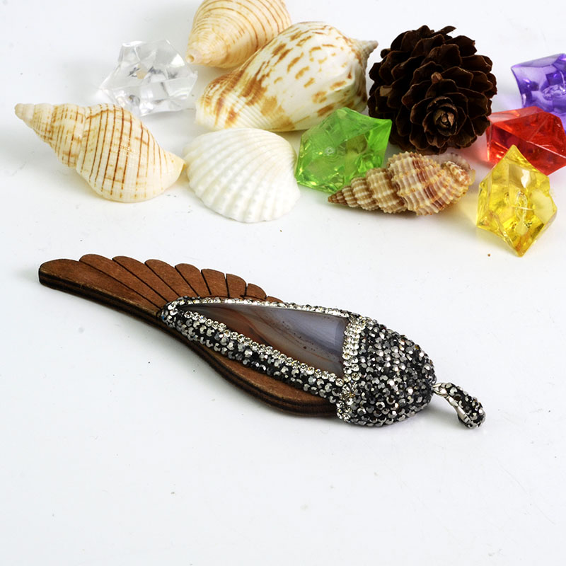 Wholesale Fashion Jewelry Leather Pendant with Rinestone