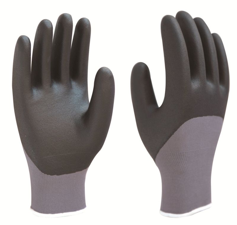 13G Polyester Shell Foam Nitrile 3/4 Coated Gloves (N3503) with CE, En388, En420, Work Gloves