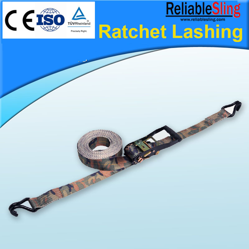 High Tensile Polyester Camo Ratchet Tie Down Strap