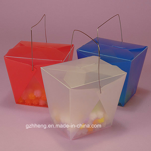 High quality plastic gift box with handle (PVC handle box)