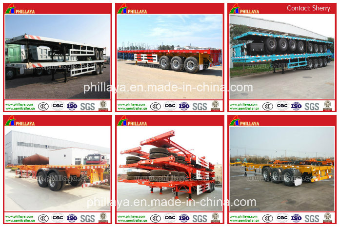 3 Axles Platform Semi Truck Trailer with Container Locks