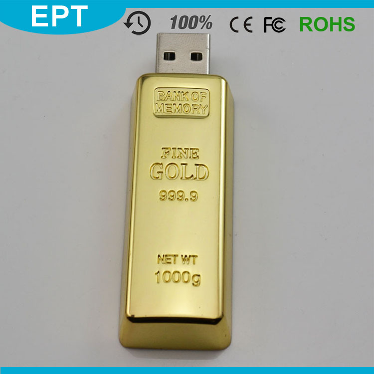 Newest Design Golden USB Flash Drive Pen Drive 8GB 16GB Gold Bar USB 2.0 Flash Memory Pendrive