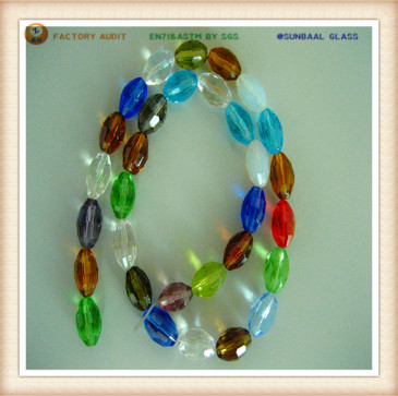 Oval Faceted Glass Bead (S037)