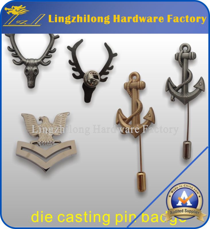 Custom Military Struck Metal Badge with Long Stick