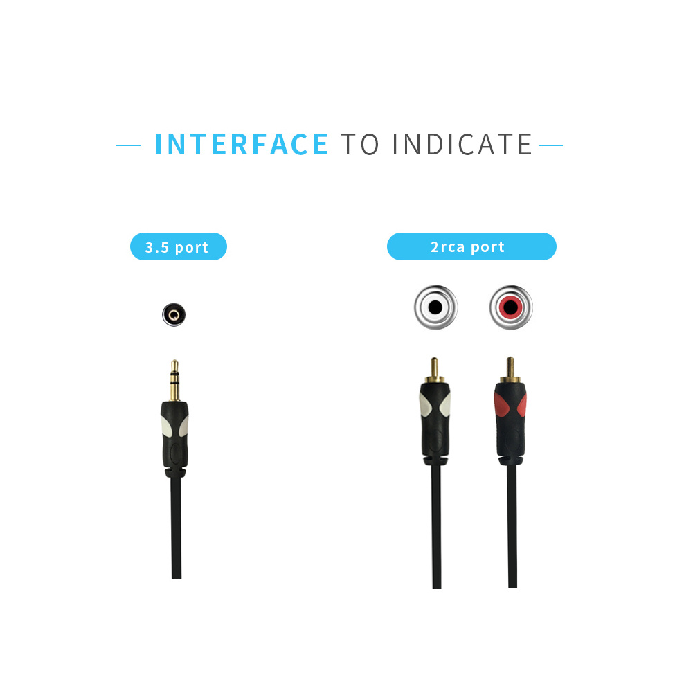 3.5mm Stereo Plug to 2RCA Aux Cable