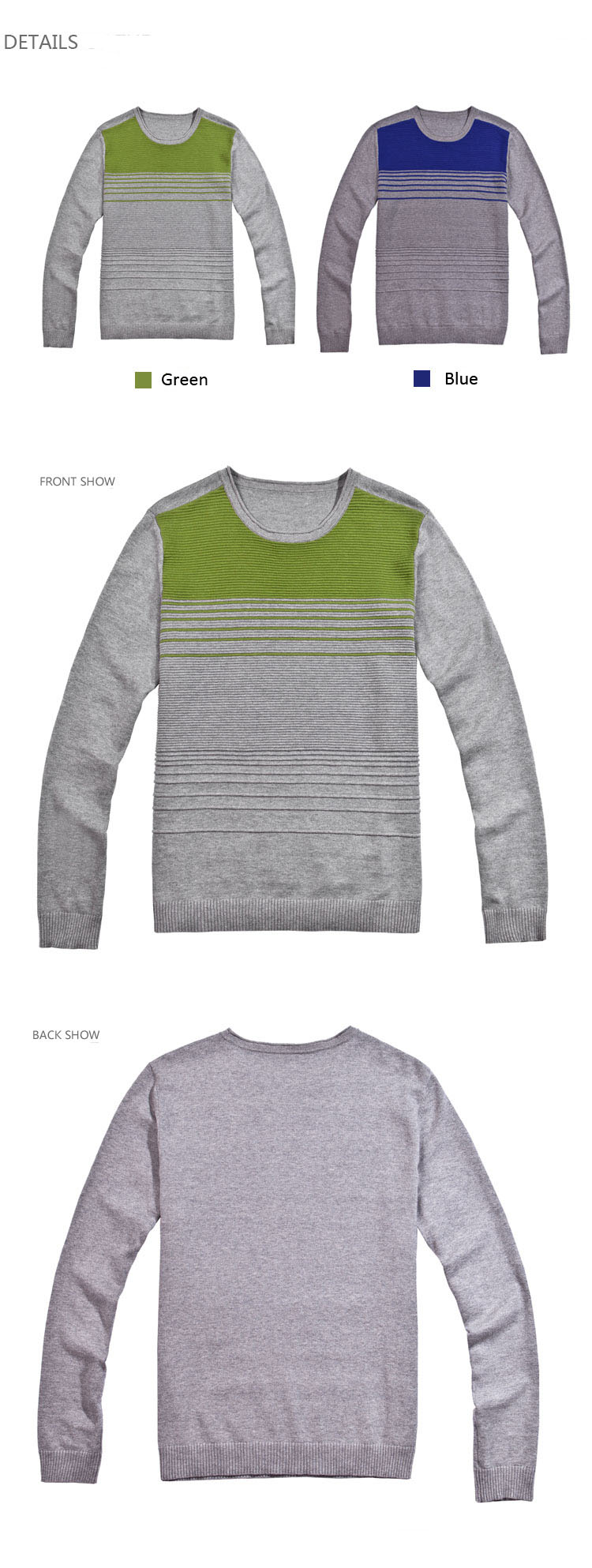 ODM Long Sleeve Striped Pullover Men Sweater