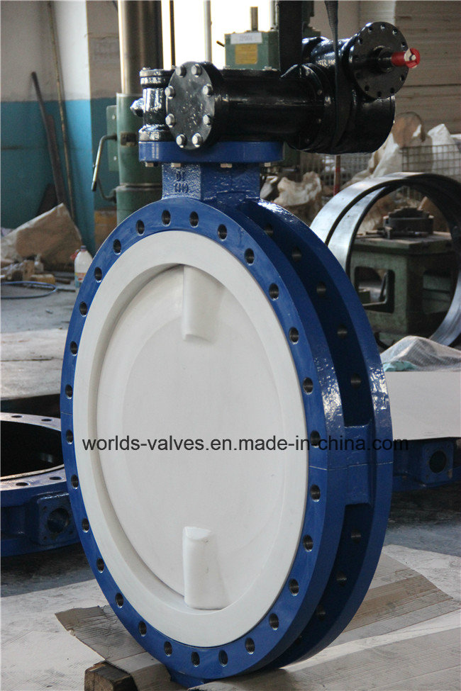 Full PTFE Coating Double Flanged U Section Butterfly Valve