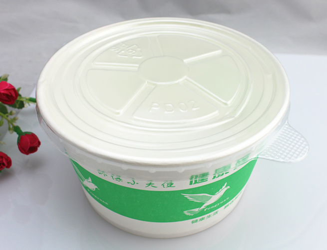 Disposable Take Away Paper Salad Bowl with Clear Plastic Lid