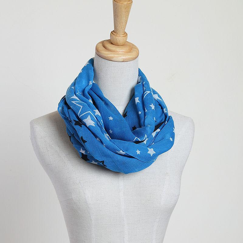 New Style Big Size Brand New Voile Star Scarf Color Blue Fashion Shawls, Lady Scarf, Polyester Scarf