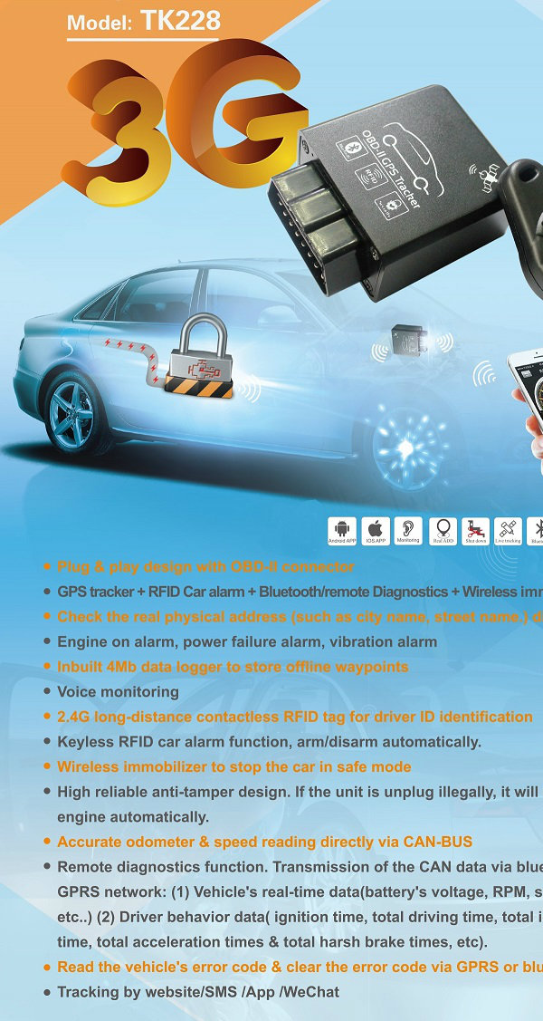 3G GPS Tracker with Diagnostic Functions, Internal Memory (TK228-ER)