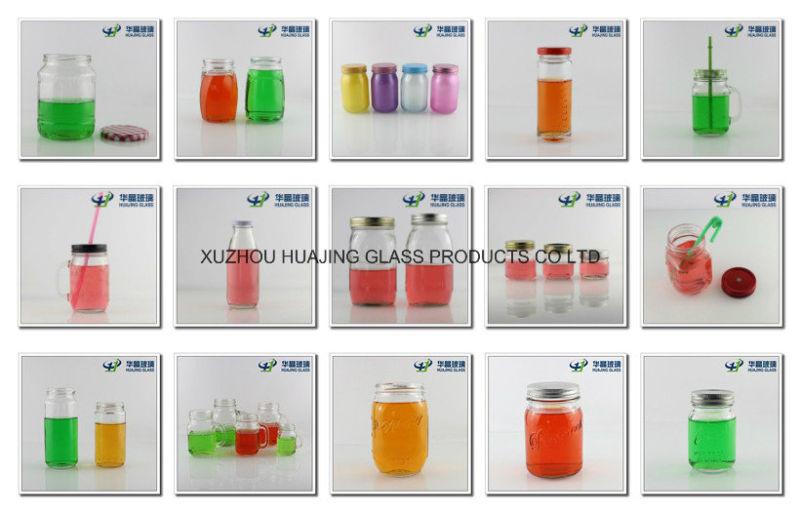 Factory Supply High Flint Decal Custom Logo Glass Mason Jar for Beverage with Beautiful Metal Lid and Straw Wholesale