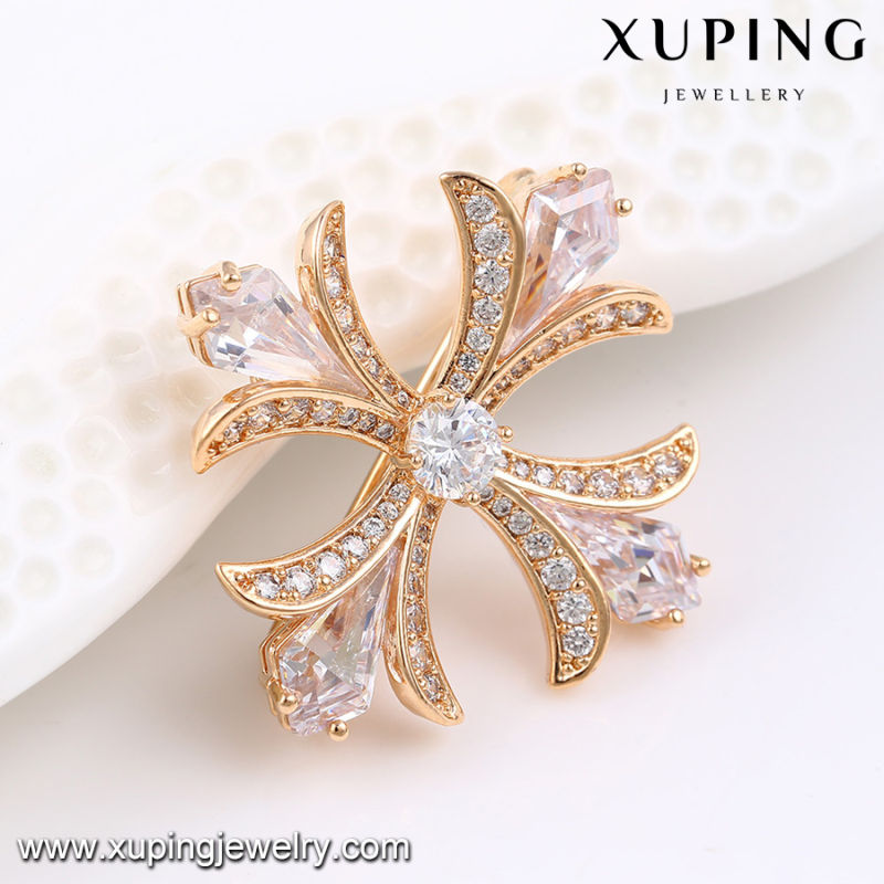 00025 Fashion Elegant Cubic Zirconia Jewelry Brooch in Rose Gold-Plated