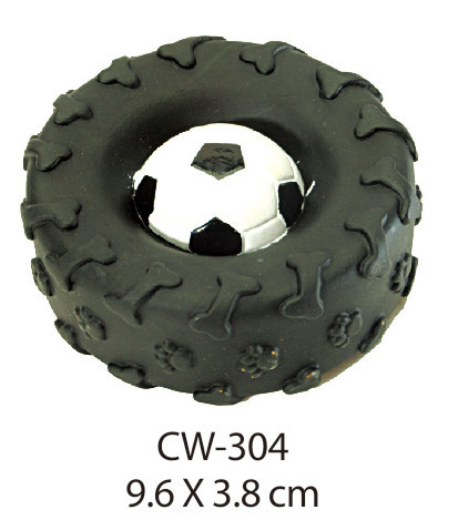 Dog Toy of Vinyl Tire with Football for Dog