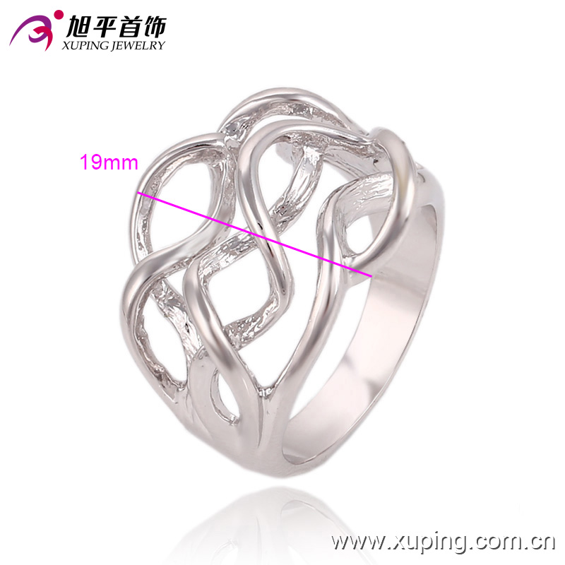 Fashion Popular Simple No Stone Silver- Plated Jewelry Finger Rings Design for Women--13549