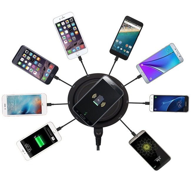 7* USB Port 1* Type-C 1* Wireless Charging Charger