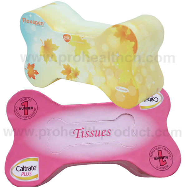 Custom Bone Shape Printed Facial Tissue Box (pH4618)