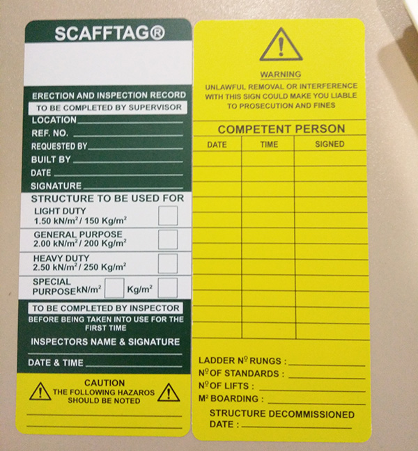 Best Selling Plastic Scaffolding Safety Tag