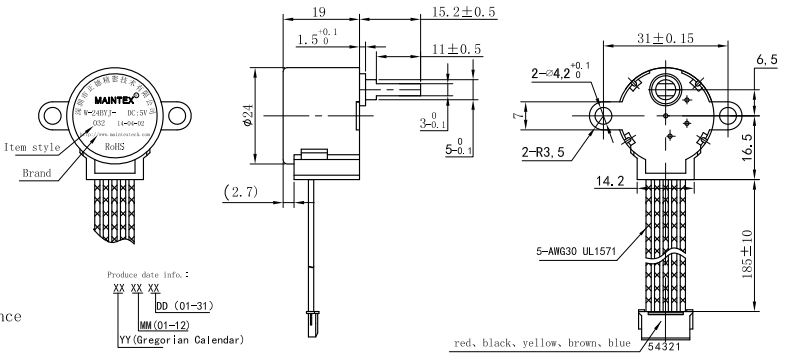 Stepper Motor for Intelligent Toys, Permanent Magnet Stepper Motor, 12V stepper motor