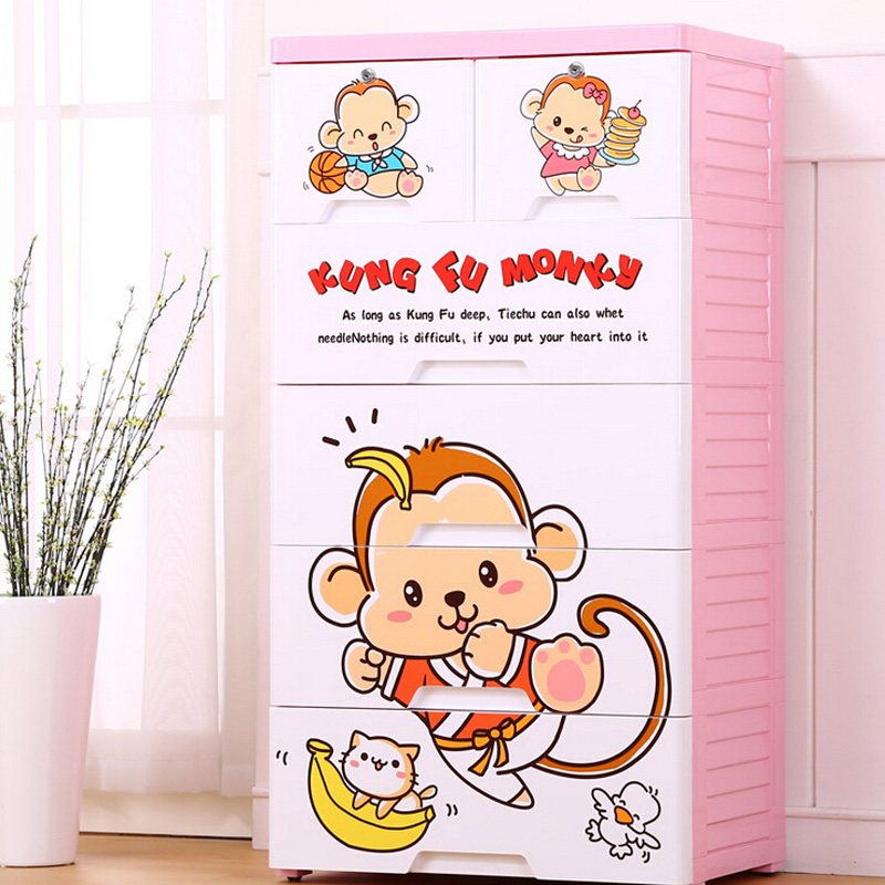 Cute Cartoon Plastic Home Drawer Cabinet (26076)