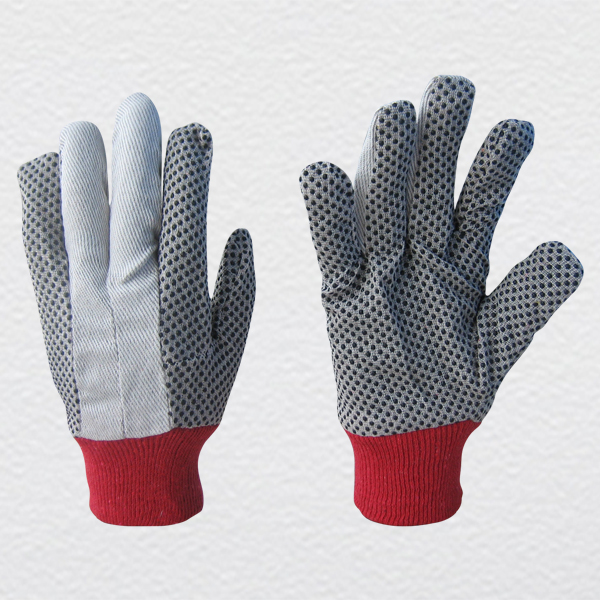 8+10oz PVC Dotted Drill Cotton Working Glove-2205