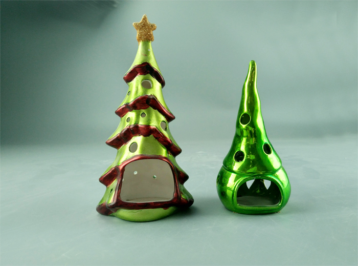 Plating Ceramic Christams Tree Candle Holder, Christma Decoration