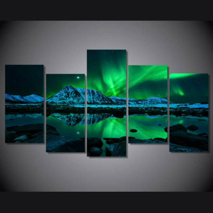 HD Printed Aurora Borealis Painting on Canvas Room Decoration Print Poster Picture Canvas Wall Art Mc-003