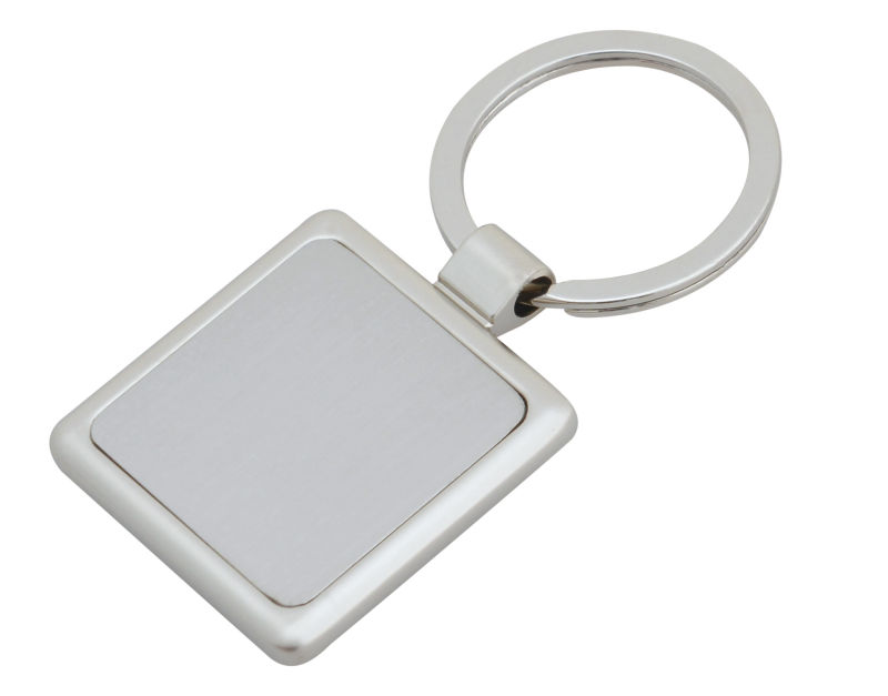 Silver Plated Key Ring, Blank Square Keychain (GZHY-KA-021)