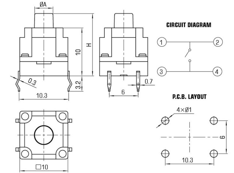 10*10*13mm Hot Sale Switch Waterproof Touch Switch (FBELE)