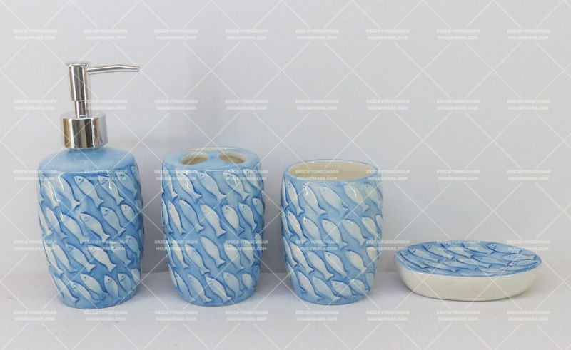 Fish Embossed Bathroom Set for Wholesale