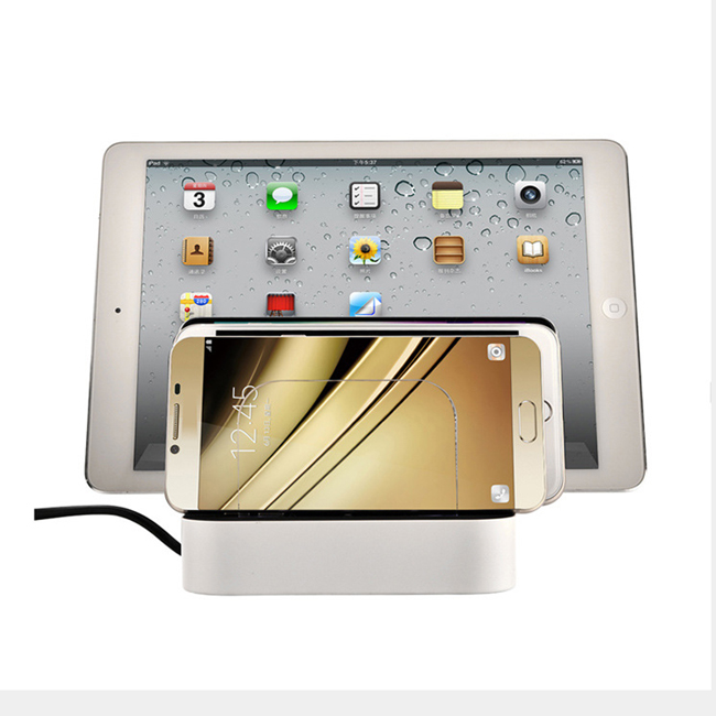 4 Ports USB Charger with Stand 2.4A*2 for iPad 1A*2 for Cellphone