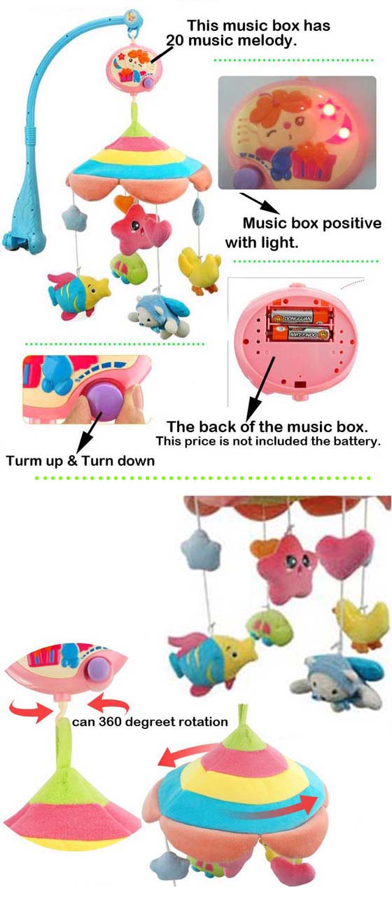 2015 Newest B/O Baby Bed Prodcuts Plush Bed Toys with Music and Light (10220296)