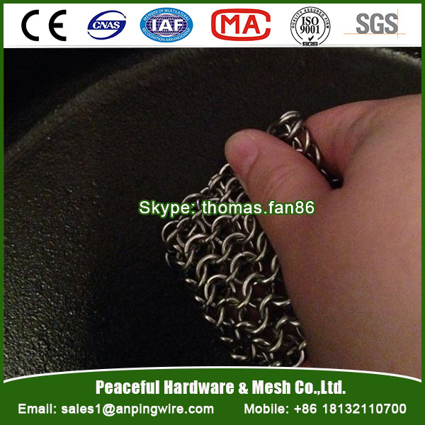 Cast Iron Pan Scrubber / Stainless Steel Chain Mail Mesh Cleaner