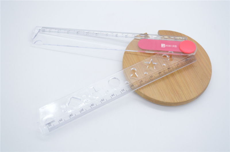 Folding Plastic Ruler with Geometry Shape for Office Stationery