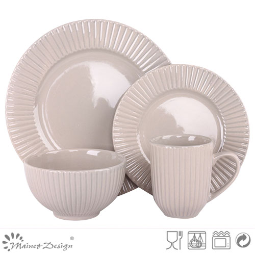 2016 Hot Selling Embossed Glazing Ceramic Dinner Set
