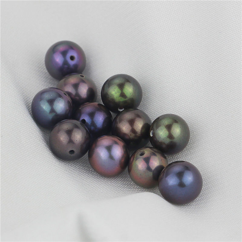 Snh Peacock Color Round Half Drilled Beads