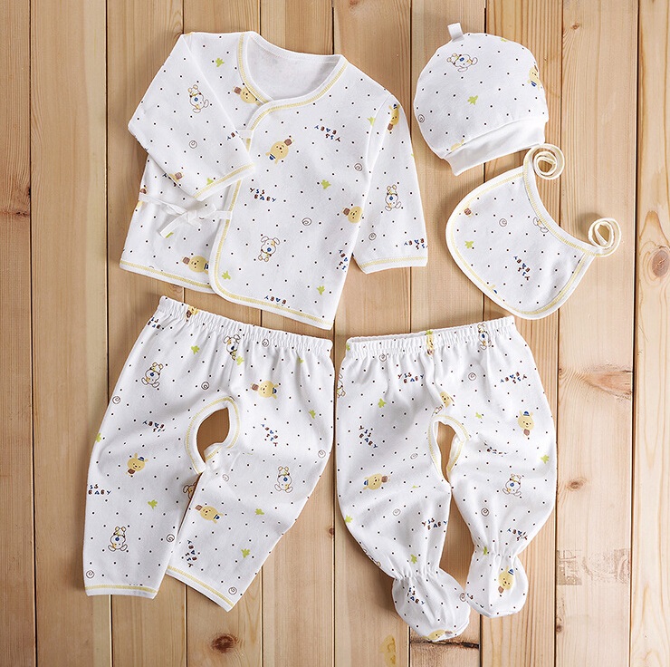 Cotton Printed Newborn Baby Infant Apparel 5PCS